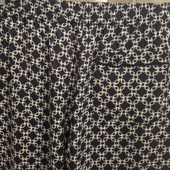 Kooples Black & White Chain Link Pull-OnPatterned Trousers With Elastic Waist